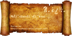 Nádasdi Ákos névjegykártya